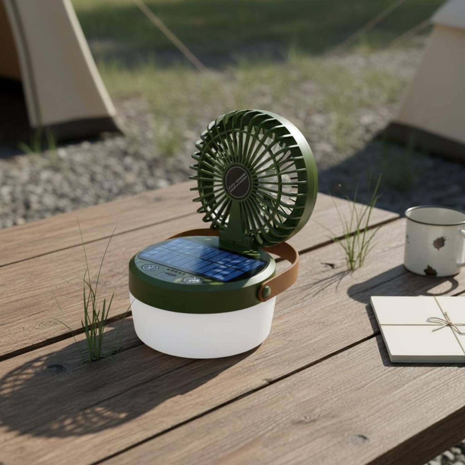 ソーラーキャンプファンランタン折りたたみ式デザイン三機能キャ - Outdoor Camping Gear のレビューと価格