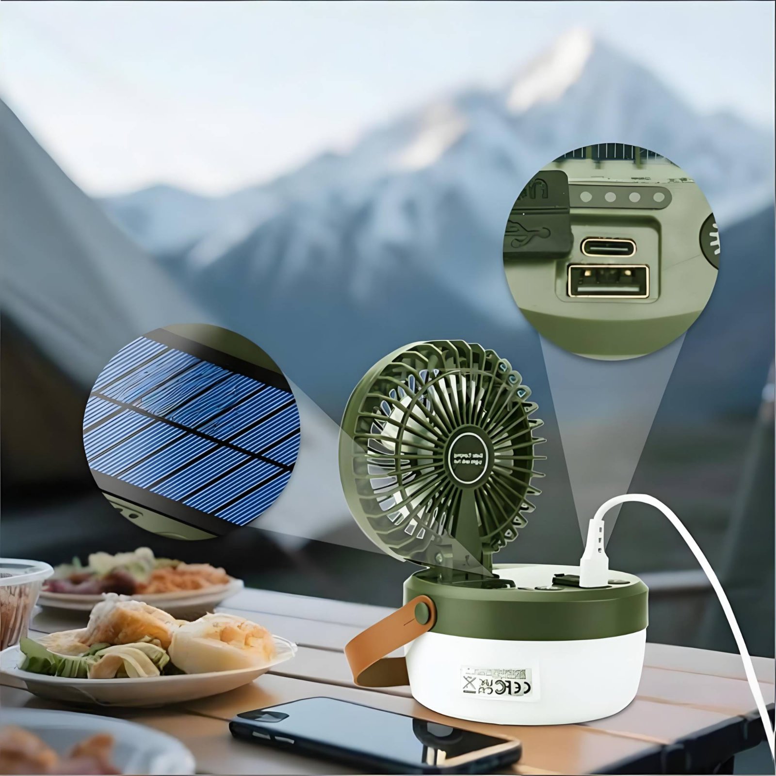 ソーラーキャンプファンランタン折りたたみ式デザイン三機能キャ - Outdoor Camping Gear のレビューと価格