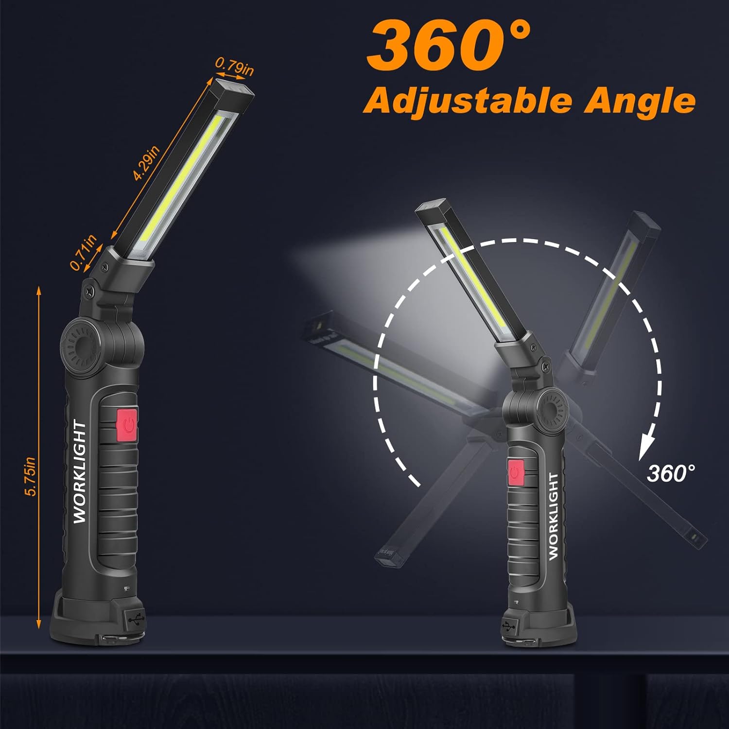 ポータブルハンドヘルド懐中電灯 USB充電式 LEDワークラ - Outdoor Camping Adventure Lamp のレビューと価格