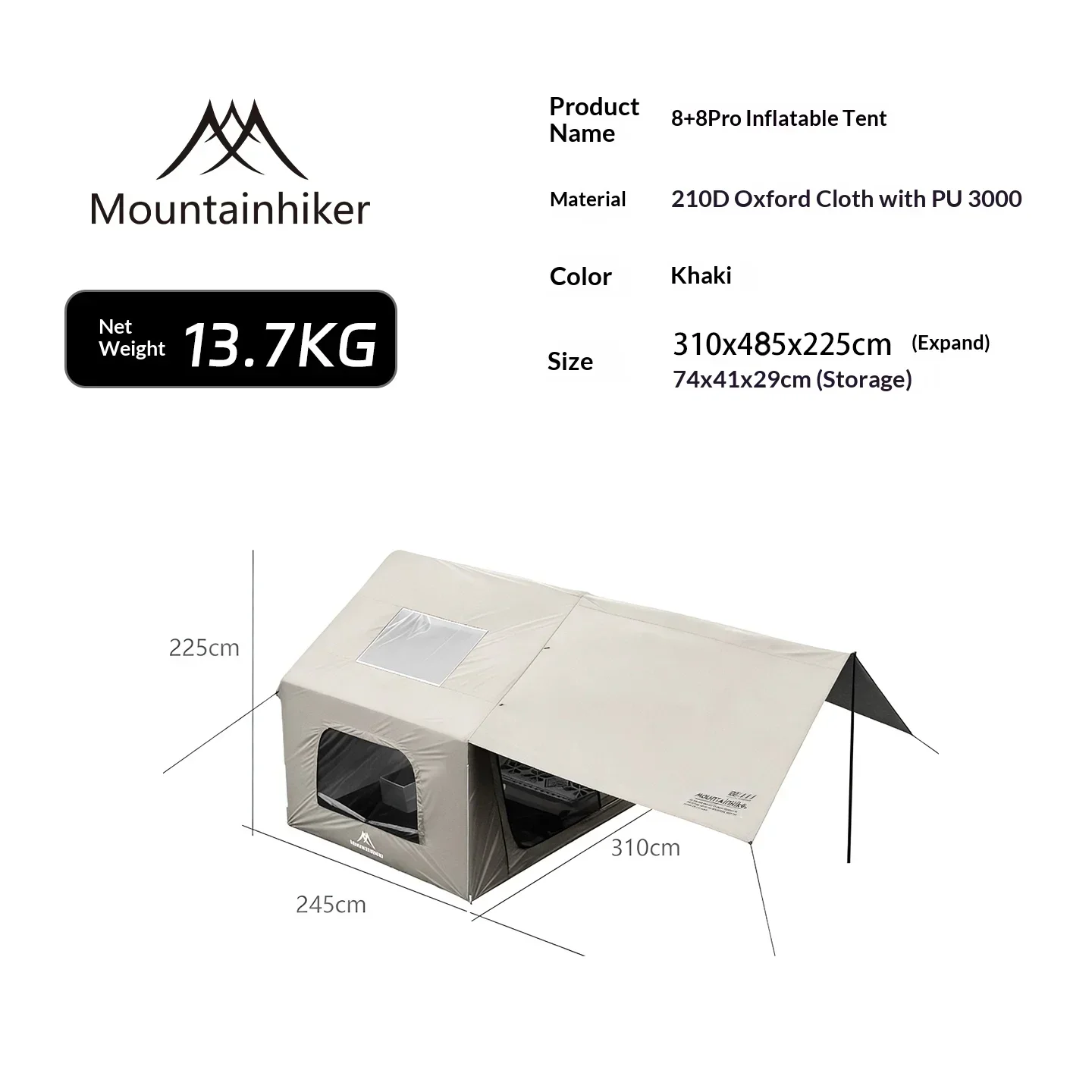 8+8 ㎡   マウンテンハイカー インフレータブルキャンプ - Outdoor Camping Gazebo のレビューと価格