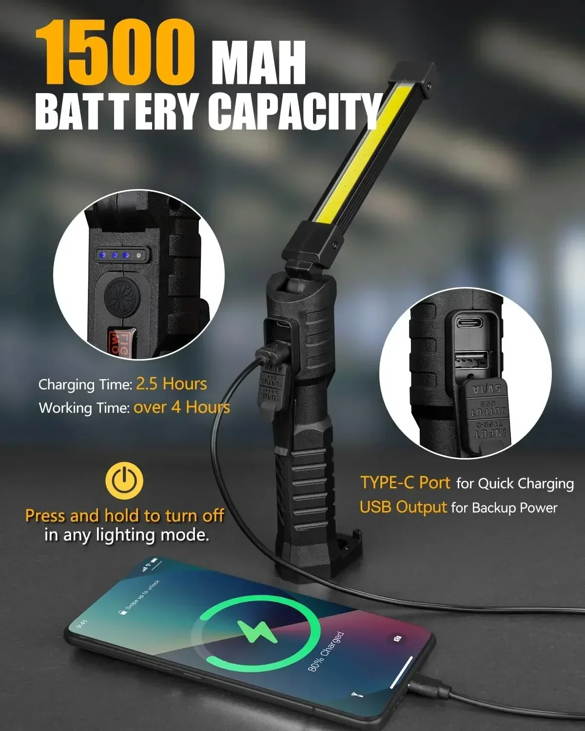 強力な折りたたみ懐中電灯 Type-c 充電式ランタン内蔵バ - Outdoor Camping Adventure Lamp のレビューと価格