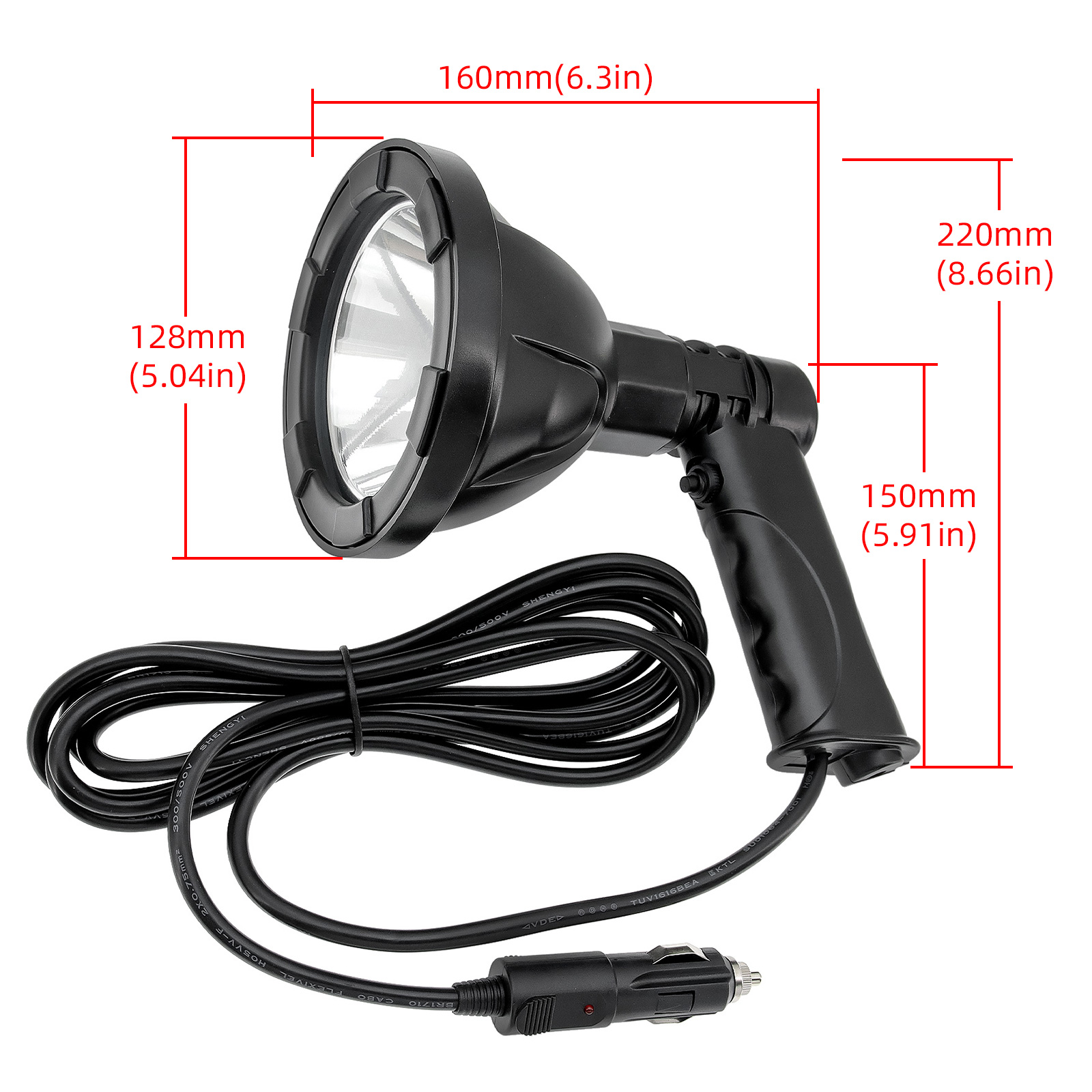 100W 4インチ高出力ハンドヘルドライト ハンティングラン - Outdoor Camping Adventure Lamp のレビューと価格