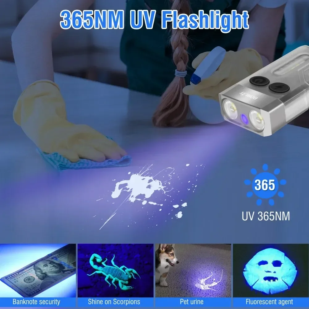 BORUiT V10 キーホルダー UV LED EDC 蛍 - Outdoor Camping Lantern のレビューと価格