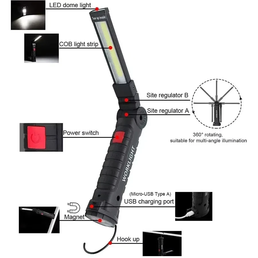 新しいポータブル COB LED 懐中電灯 USB C 充電 - Outdoor Camping Adventure Lamp のレビューと価格