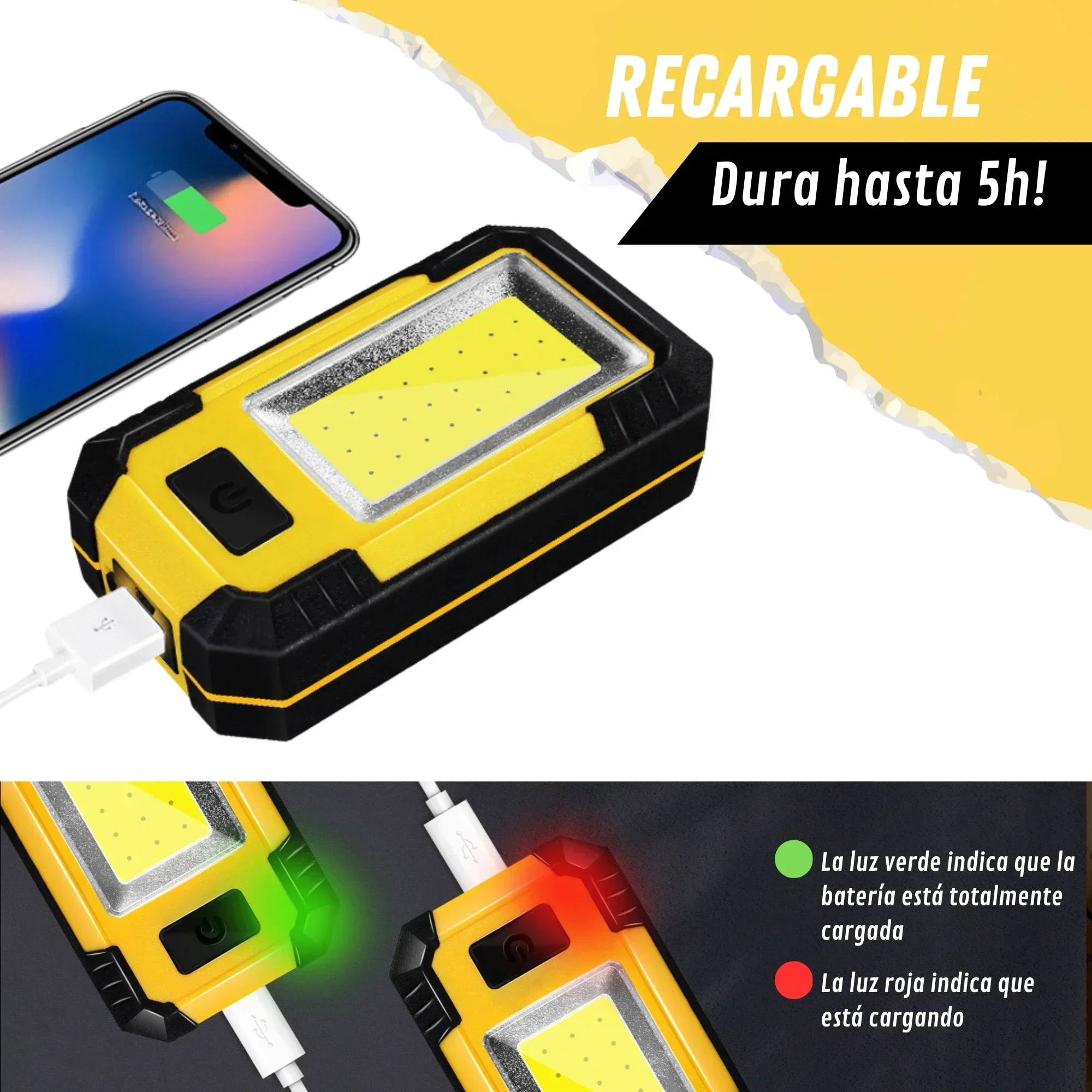 超高輝度COB懐中電灯付きの充電式ワークライト,キャンプやア - Outdoor Camping Adventure Lamp のレビューと価格