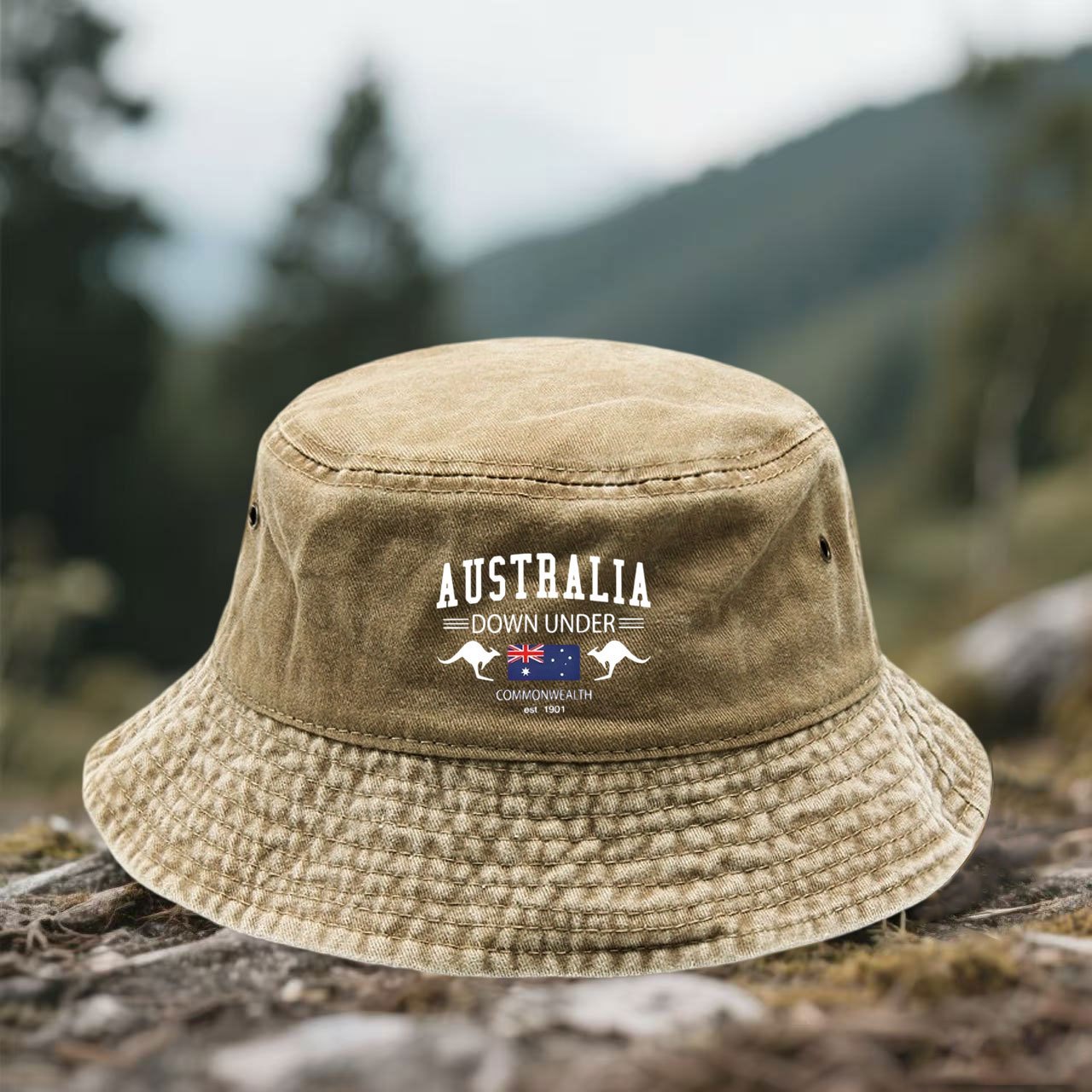 「オーストラリア」プリント入りユニセックスバケットハット - - Outdoor Camping Australia のレビューと価格