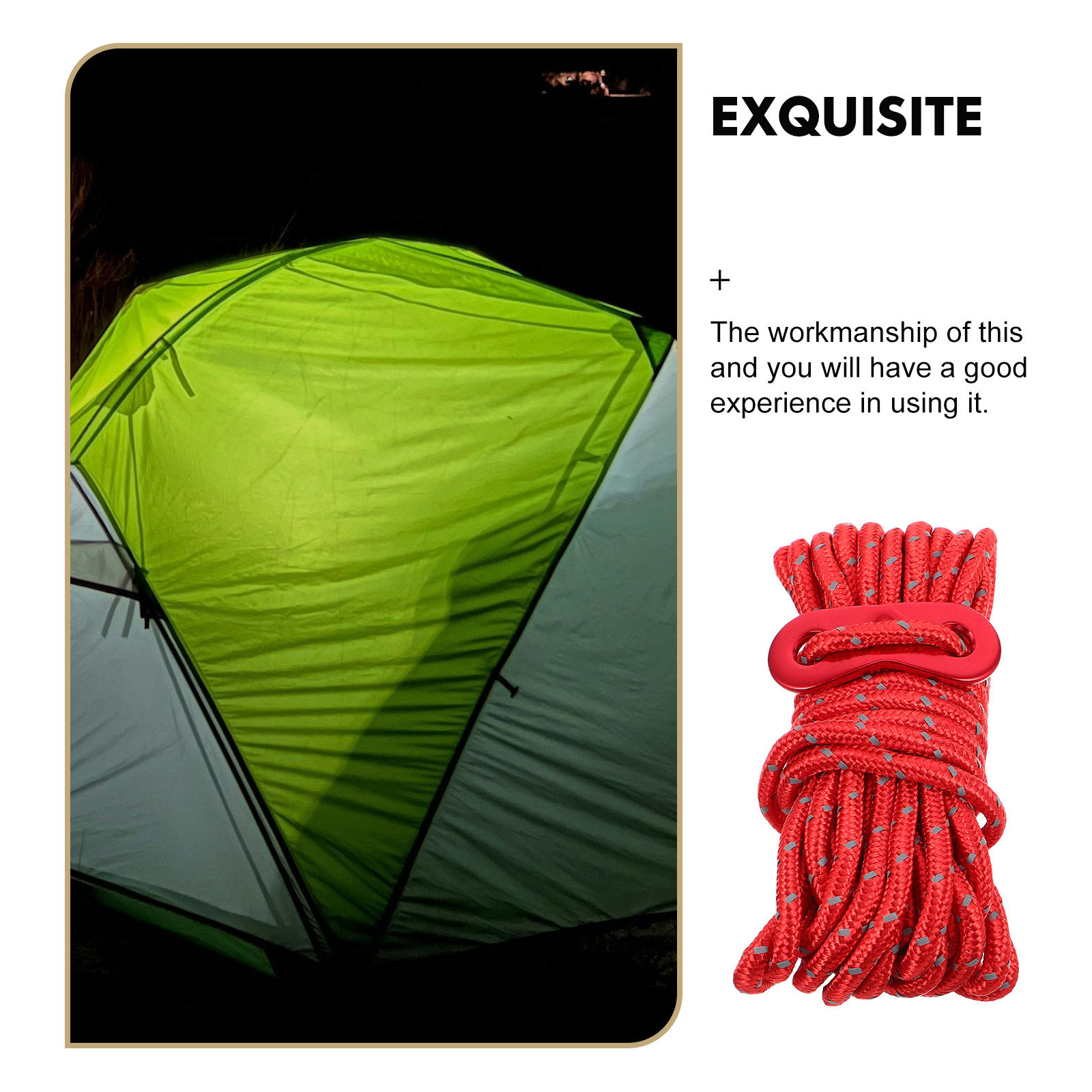 4本セット 反射材付きキャンプテントロープ 高耐久ガイロープ - Outdoor Camping Guy のレビューと価格
