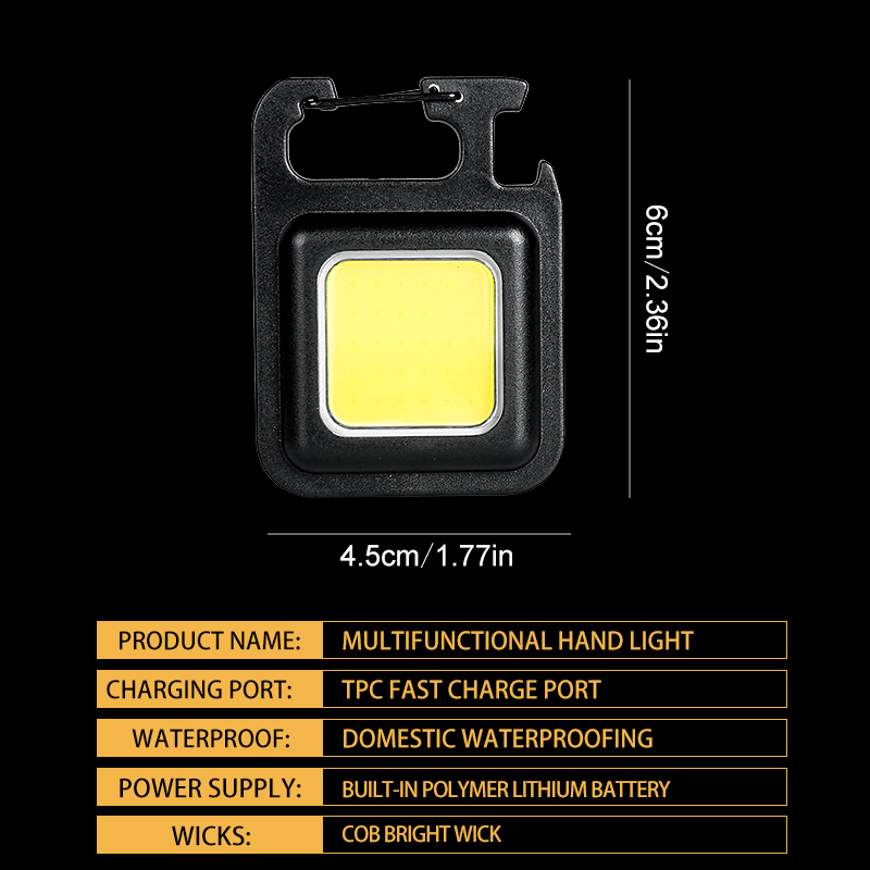 超高輝度で便利な携帯用ミニCOBキーホルダー懐中電灯、充電式 - Outdoor Camping Adventure Lamp のレビューと価格