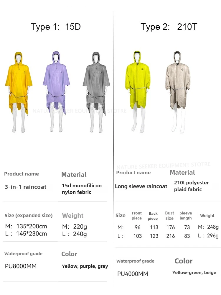 15D/210T レインコート防水レインポンチョカバー超軽量 - Waterproof Tarp Shelter のレビューと価格